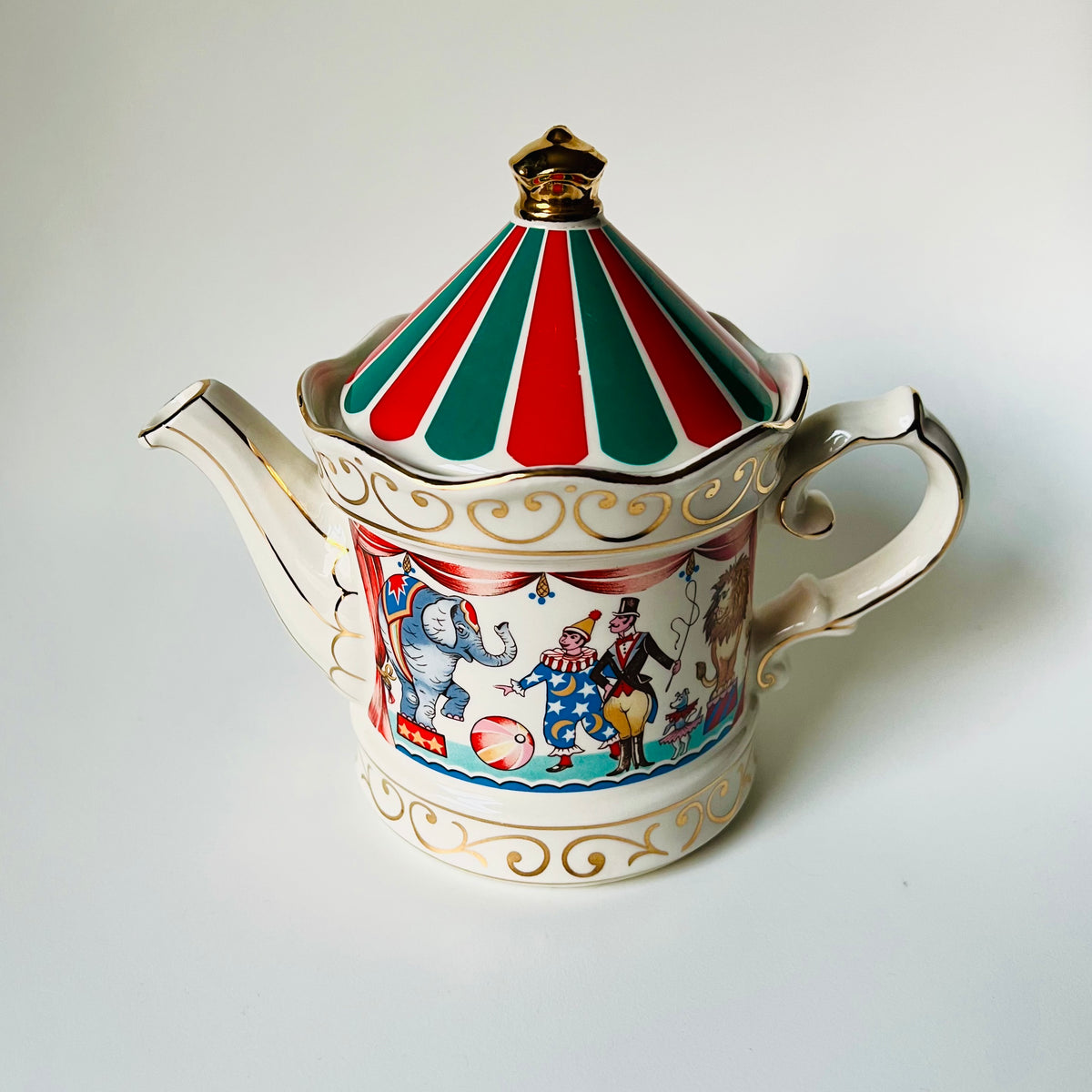 Vintage Sadler Edwardian Entertainments "Circus" Teapot Blue Red