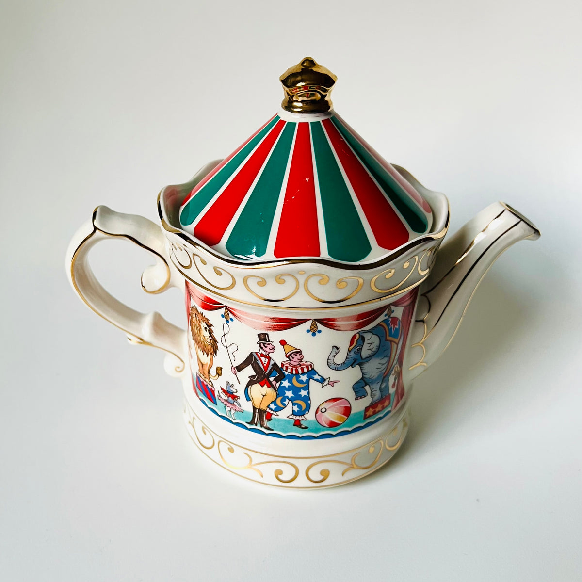 Vintage Sadler Edwardian Entertainments "Circus" Teapot Blue Red